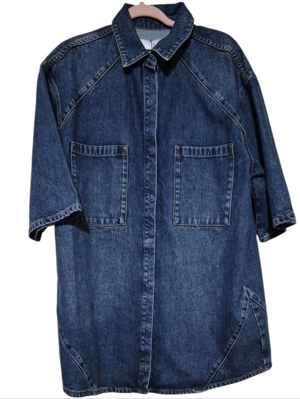 NWT Iro Paris Size 44 Blue Denim Dress Snap Buttons